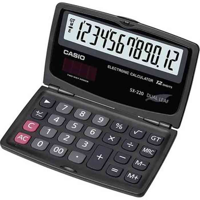 Casio SX-220-W Portable Type 12 Digits Calculator
